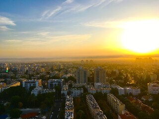 sunset over the city