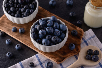 Fresh blueberry on black backround