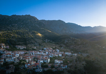 Scenic view of Arachova Village. Parnassos Mountain, Greece.
