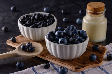 Fresh blueberry on black backround