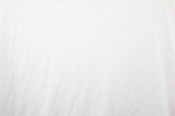 Plakat White blank crumpled cotton textile background. Closeup white fabric texture.