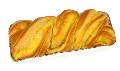 Vanilla creme brioche isolated on white background