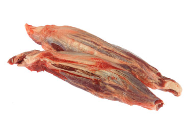 close up on beef shank isolated on white background