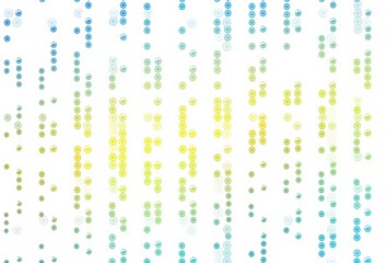 Light Blue, Yellow vector cover with beautiful snowflakes.