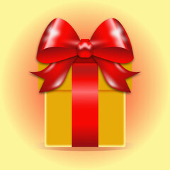 Yellow gift box with red bow