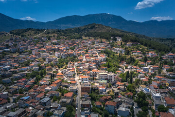 Livadia city, Greece and the modern town aerial view