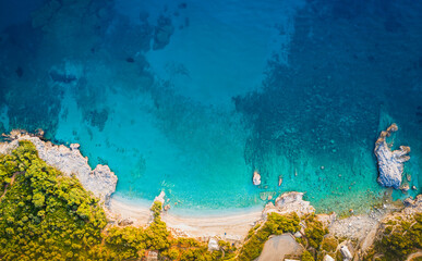 Fototapeta na wymiar Shot of a Mediterranean beach and coastline..
