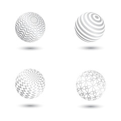 Set of four abstract spheres.