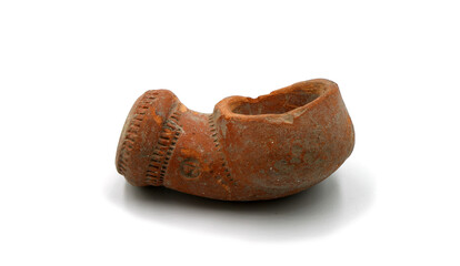 Fototapeta premium antique clay smoking pipe on white background