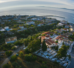 Obraz premium Methana coastline and marina in Aegean sea, Greece.