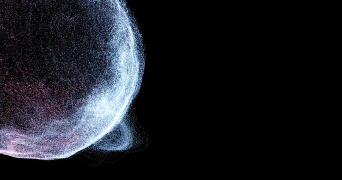 Nebula of dots representing machine learning process with data analysis. Sphere of energy in movement composed by particles. Abstract Technology  background with bright dots, waves and ripple.