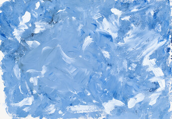 abstract background painted in blue and white gouache