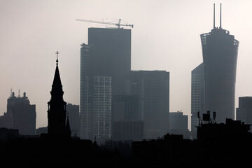Panorama miasta, centrum Warszawy, Polska