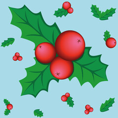 Mistletoe seamless holly pattern