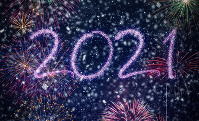 2021 New Year fireworks background