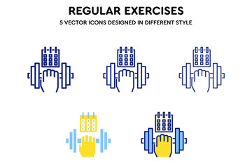 Exercises vector icons set designed in different style.