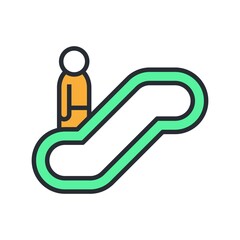 Escalator icon in flat design style. Flat vector illustration.