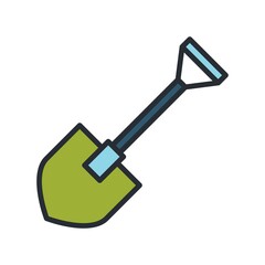 Shovel icon in flat design style.