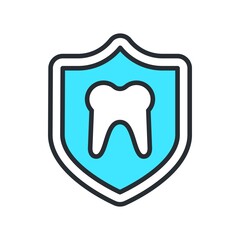 Dental care, tooth protection icon. Flat design style.