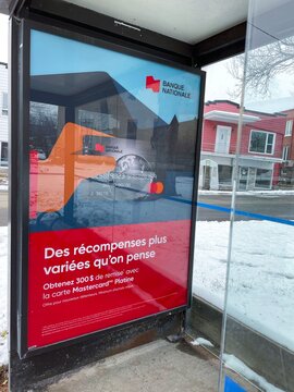 Publicit&eacute; pour la Banque nationale du Canada, BNC sur un abribus du RTC