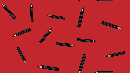 Endless seamless pattern of beautiful black beauty cosmetic items eyebrow pencil and eye makeup on white background. illustration