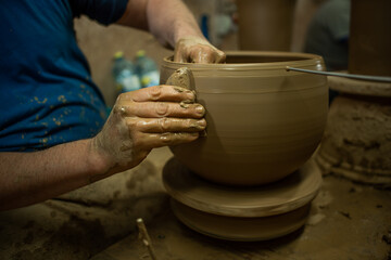 Fototapeta na wymiar handmade clay pot