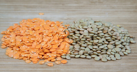 Brown and Red Lentils