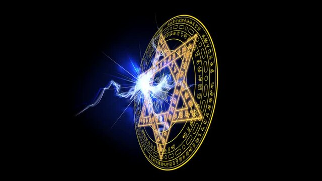 魔法陣から電撃を発射-黒背景