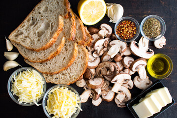 Garlic Mushroom Grilled Cheese Ingredients: Sourdough bread, mushrooms, shredded cheese, and other grilled cheese sandwich ingredients
