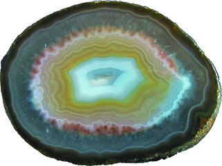 sliced geode crystal isolated on white background