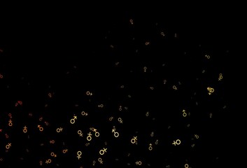 Dark orange vector texture with male, female icons.