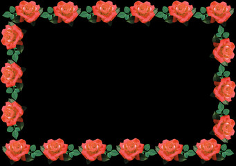 Floral frame with roses and place for text.
