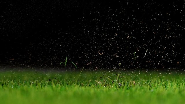 Super slow motion of hitting golfball in detail. Filmed on high speed cinema camera, 1000fps.