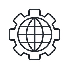 Fototapeta premium Vector globe and gear icon. Global development sign.