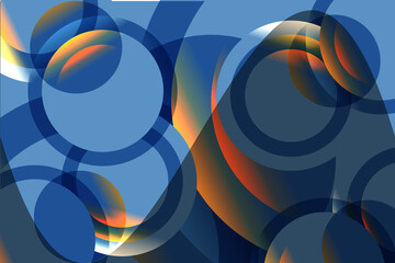 Obraz premium Colorful of curve or waves on blue background, abstract backdrop for technology banner.