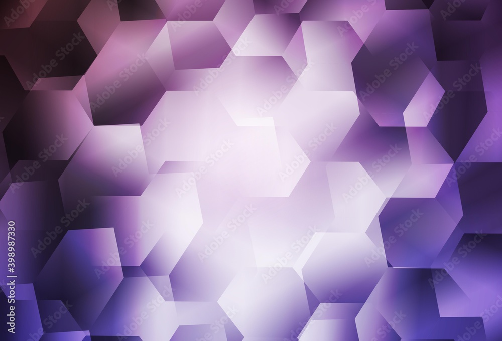 Wall mural light purple vector background with hexagons.