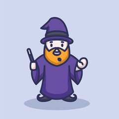 Cute wizard with purple cloth wardrobe