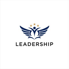 Leadership Logo Design with Wing and Book Education Vector Illustration