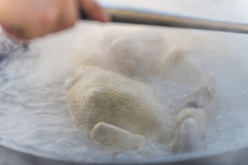 Chinese food, chicken in boiling water