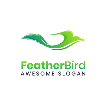 Elegant flying bird feather logo template