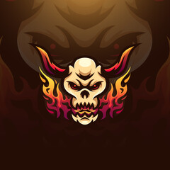 Skull fire head mascot logo template