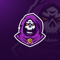Dark witch skull mascot e sport logo template