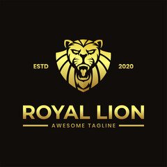 Luxury royal lion head logo template