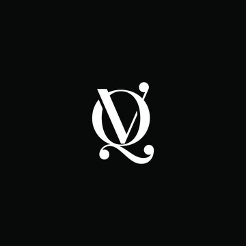 Q V letter logo creative design on black color background. qv monogram