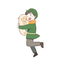 いなくなった羊を見つけた羊飼いの少年