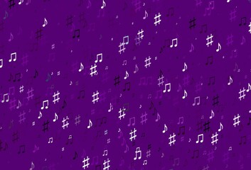 Light Purple vector texture with musical notes.