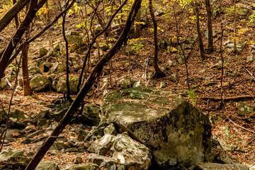 Large granite boulders on mountainside