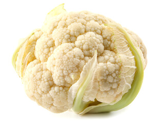 Fresh cauliflower isolated on white background with clipping path