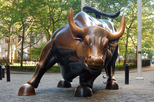 The charging bull sculpture of Wall Street has become a symbol of wealth, power and finance since it was installed in downtown Manhattan, New York City.  the 