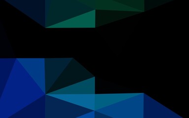 Dark Blue, Green vector shining triangular pattern.